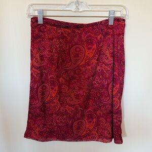 Express Paisley print midi skirt red/pink size S